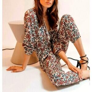 ROBERT RODRIGUEZ Women's Taylor Floral Cropped Floral Shirt Jumpsuit Size 4